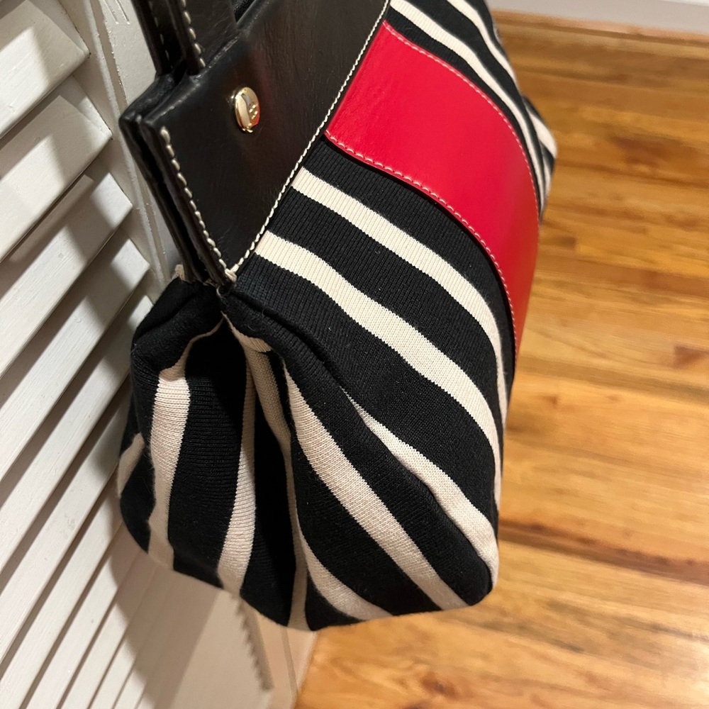 kate spade Black, Cream & Red Striped Satchel Bag - Picture 7 of 9